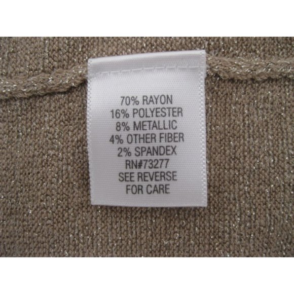 Apt. 9 Turtleneck Dress Stretch Taupe with Shimmery Gold Threads Holiday Festive - Picture 6 of 9